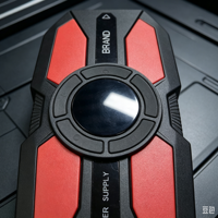Démarreur de voiture portable rouge et noir, booster de batterie d'urgence haute puissance 12V avec panneau de commande rond pour véhicules