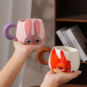 Mug en céramique sculpté en 3D Judy Hopps Nick Wilde 400 ml, tasse à café à personnage de dessin animé, ensemble de mugs pour couple, cadeau - Product Image 1