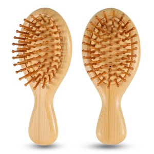 Cepillo para el cabello con mango de bambú y cerdas ovaladas de jabalí, para desenredar cabello rizado, masaje del cuero cabelludo y cabello de bebé, para peinado natural, resistente al agua - Product Image 2