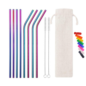 Ensemble de pailles en acier inoxydable, 19 pièces, avec brosse de nettoyage et sac de transport, pour boissons et fêtes - Product Image 1