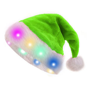 Tamaño personalizable Santa Claus LED sombrero verde y rojo felpa creativa Navidad accesorio para fiestas navideñas suministros para fiestas - Product Image 2