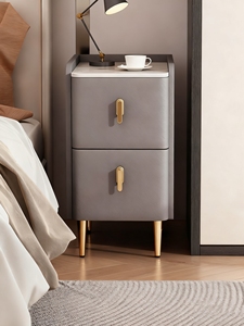 Very Narrow Ultra-Narrow Small <strong>30cm</strong> Solid Wood Modern <strong>Bedside</strong> <strong>Table</strong> 2 Drawers Iron Sandwich Cabinet Accessible Luxury High-End - Product Image 4