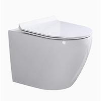 WC suspendu moderne monobloc en céramique avec siphon en P, chasse d'eau sans rebord, bidet intégré et réservoir encastré – Ensemble complet pour salle de bain