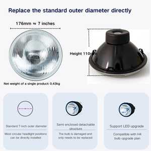 Faro Alogeno Rotondo da 7 Pollici H4 per <span class=keywords><strong>Auto</strong></span> Classiche Britanniche <span class=keywords><strong>MGA</strong></span> Austin, Kit di Retrofit Vintage - Product Image 2