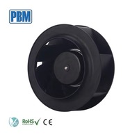 Ventilateur centrifuge autoportant à pales en plastique courbées vers l'arrière, moteur EC sans balais 24/48VDC, 190x68.5mm, protection IP44, garantie 2 ans, roulement à billes