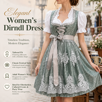 Robe de travail Dirndl à manches bouffantes brodées de dentelle, en fibre de polyester antibactérienne, plusieurs couleurs personnalisables, pour festival de la bière
