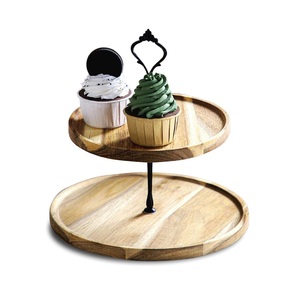 Support à cupcakes rond à 3 niveaux en bois écologique, plateau de présentation de desserts, support à gâteaux détachable en bois pour fêtes et mariages - Product Image 5