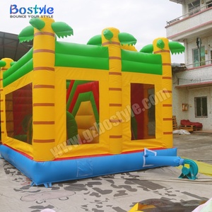 Parc d'attractions gonflable multifonctionnel personnalisé en PVC, thème dinosaures tropicaux, avec parcours d'obstacles et toboggan, facile à monter - Product Image 5