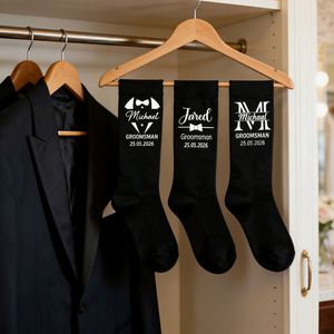 Calcetines de Boda, Calcetines Personalizados para Padrinos de Boda con Nombre, Fecha y Rol, Regalo para el Propositor, Recuerdos para la Despedida de Soltero - Product Image 3