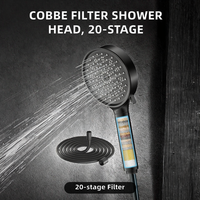 Pommeau de Douche Filtrant Cobbe Haute Pression Portable 20 Étapes de Filtration Économie d'Eau 6 Modes de Jet Pluie Usage Domestique