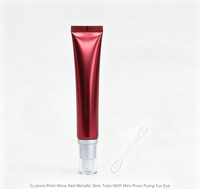 Rode ABL knijptube met mini-pompje, lege tube voor oogcrème, serum, spotcrème, luxe mini reisverpakking voor huidverzorging, OEM verpakking
