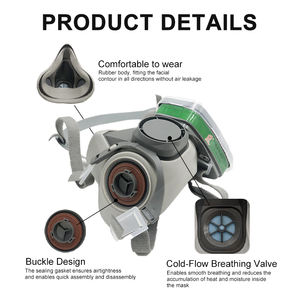 이중 필터 반면형 방독면, 먼지 및 화학물질 보호, 페인트 작업용 입 보호 반면형 방독면 - Product Image 5