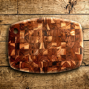Ensemble de 2 planches à découper ovales en teck durable, non toxiques, avec poignée antidérapante en bois, épaisseur 1,5 cm, lavables au lave-vaisselle - Product Image 1
