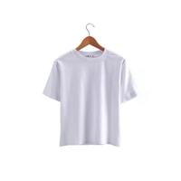 T-shirts Coréens Vintage Personnalisés pour Femmes en Gros, 100% Coton, Col Rond, Coupe Oversize, Unis avec Motifs Imprimés Uniques