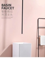 Robinet de lavabo mural à bec unique, design moderne et créatif, avec capteur, en laiton gris canon, pour salle de bain