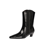 Chaussures à enfiler antidérapantes à bout carré en cuir de vache avec doublure en peau de mouton, semelle intermédiaire en EVA et semelle extérieure en caoutchouc