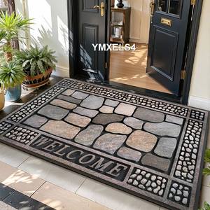 Tapis de porte d'entrée intérieur moderne en poils de boucle Tapis en caoutchouc antidérapant pour sol Tapis d'entrée lavable pour usage domestique - Product Image 2