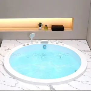 Air jet bubble indoor round embedded massage tub ss-ww whirlpool bathtub 4 people spa batutubs siil lawasaayo hot tube