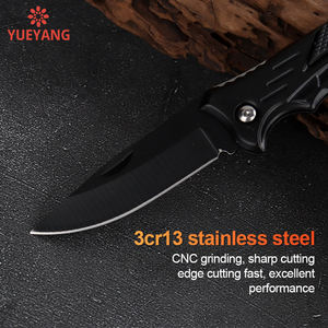 岳陽3CR13ステンレス鋼黒刃多目的折りたたみハンティングナイフアウトドアサバイバルポケットナイフ安全工業用 - Product Image 3