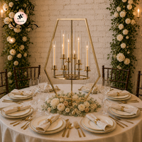 ANNIELU – Support de bougies géométrique de luxe en métal doré avec tubes en acrylique pour centre de table, idéal pour les mariages et événements – Fournisseur de décoration