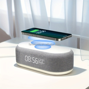 Desk &amp; Table LED Digital <strong>Alarm</strong> <strong>Clock</strong> <strong>with</strong> 15W Wireless Charger BT Speaker Ambient <strong>Nightlight</strong> Temperature - Product Image 2