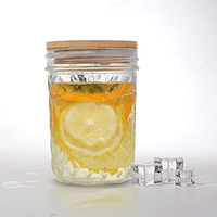 Offre Spéciale 16oz clair Large Bouche Boba Thé Potable Verre Mason Bocaux Avec bambou Couvercle De Paille