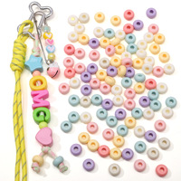 Perline distanziatrici piatte in acrilico a foro largo a forma di macaron, multicolore, sfuse, per braccialetti fai da te, catene per telefono, gioielli e artigianato
