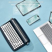 Keyboard Retro Nirkabel OEM ODM, Koneksi Stabil, Waktu Siaga Lama, Dilengkapi Stand Terintegrasi untuk Multi-Perangkat