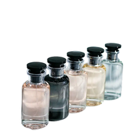Ensemble de flacons de parfum ronds de luxe, noir mat, bouchon à vis, col argenté, conteneur vide pour parfum, 5 pièces pour huile essentielle, Cologne