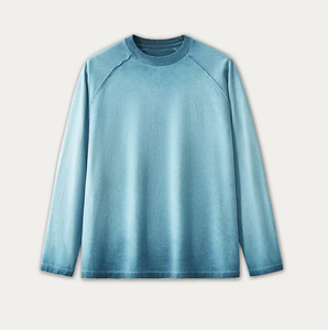 Camiseta de Manga Larga Casual para Hombre, Diseño Sólido <span class=keywords><strong>MoDu</strong></span>, Logotipo Personalizado, Alta Calidad, 100% Algodón, 220 Gramos, Tejido Lavado - Product Image 2