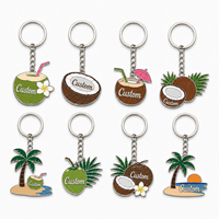 Porte-clés en métal personnalisé de haute qualité en forme de noix de coco, souvenir de fête sur la plage, cadeau de voyage côtier