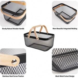 Panier de rangement en fer forgé de qualité supérieure, panier de rangement en acier maillé à double poignée, paniers empilables en fil métallique – Offre spéciale - Product Image 4