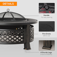 Foyers extérieurs portables de 32 pouces pour brûler du bois, foyer avec grille pour barbecue