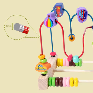 Jouets éducatifs en bois Montessori EDULAND pour bébés et enfants, abaque mathématique sensoriel, jeux de labyrinthe à billes mobiles, certifiés EN71, âges 0-7 ans - Product Image 5