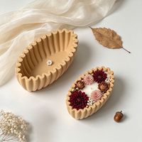 Cetakan Silikon Mangkuk Oval Tepi Bergelombang DIY Nampan Buah Bergaris Cetakan Lilin Gipsum Resin