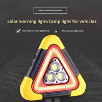 Lumière d'urgence multifonctionnelle pour voiture à LED, alimentée par énergie solaire, avec trépied, panneau d'avertissement pour véhicules