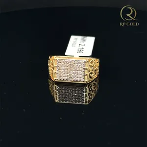 Stylish gold <b>ring</b> with detailed design and sparkling stones premium <b>mens</b> jewelry perfect for weddings parties and special - Product Image 1