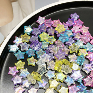 Cuentas acrílicas transparentes de estrella de cinco puntas de colores, cuentas dispersas de imitación de cristal para niños, fabricación de collares DIY - Product Image 1