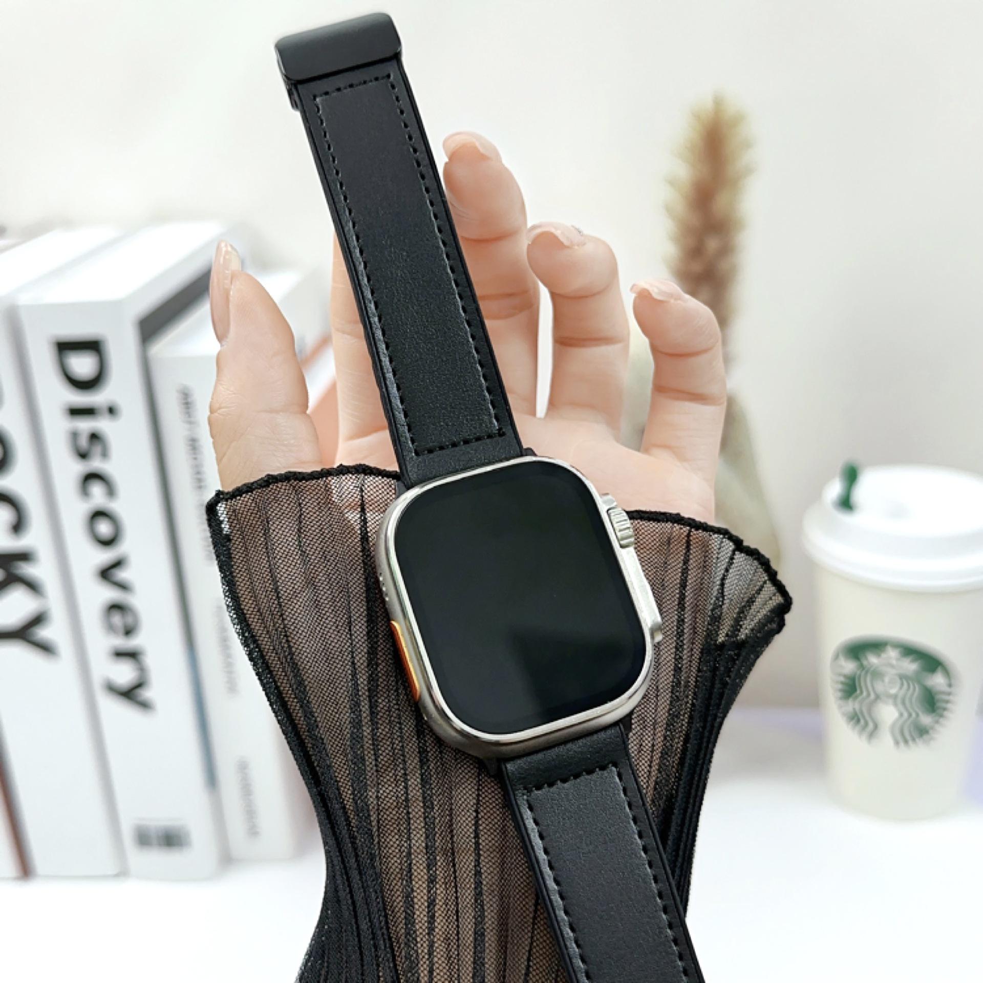 Магнитный смарт-ремешок для Apple Watch 22 мм дышащий кожаный ремешок