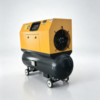 Compresor de Aire de Tornillo Portátil de 7.5KW 10HP con Tanque de Almacenamiento de Aire de 230L, Variador de Frecuencia 220V/380V y Cubierta