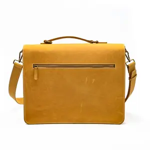 Factory Handmade Crazy Horse Leather Men Single Shoulder Satchel Messenger Bags Custom Make Office Briefcase Bag