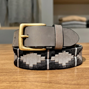 Floral Pattern <b>Vintage</b> Unisex Casual <b>Belt</b> Steel Rectangular Pin Black Gray Print Design Eco-Friendly Durable Lightweight Leather - Product Image 1