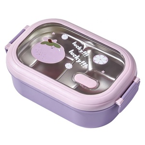 Fashion food divided 2 compartment stainless steel bento lunch box for student
