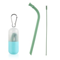 Supermarché Superstore Vente en gros Paille portable en silicone réutilisable Paille pliable en silicone pour bouteille à boire avec étui