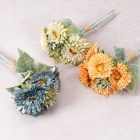 Fleur en tissu de soie tournesol Teddy à 6 têtes, style guérison, nouée à la main, pour arrangements floraux de mariage, décoration intérieure et verdure de bureau