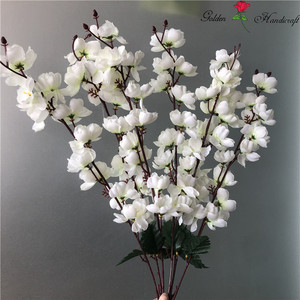 Fleurs décoratives artificielles S0082, <span class=keywords><strong>fleur</strong></span> <span class=keywords><strong>de</strong></span> pêche, 7 fourchettes, <span class=keywords><strong>fleur</strong></span> <span class=keywords><strong>de</strong></span> cerisier en soie pour mariage à domicile - Product Image 4