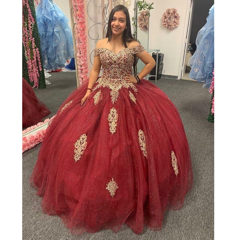 Custom Made Burgundy Quinceanera Dresses - Ball Gown off Shoulders Custom Made Burgundy Quinceanera Dresses - Ball Gown off Shoulders