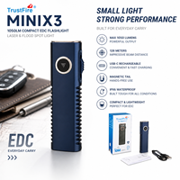 Lampe torche compacte EDC TrustFire MINIX3 1050LM rechargeable USB-C avec pointeur laser, projecteur et base magnétique