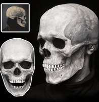 Masque de crâne pleine tête avec mâchoire mobile Halloween masque effrayant tête réaliste masque en Latex Costumes accessoires W24-678