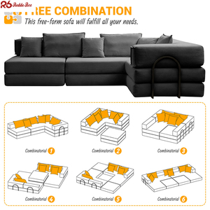 Canapé modulaire surdimensionné à combinaison libre, <span class=keywords><strong>convertible</strong></span> en lit et chaise longue, idéal pour les grandes maisons et salles familiales - Product Image 3